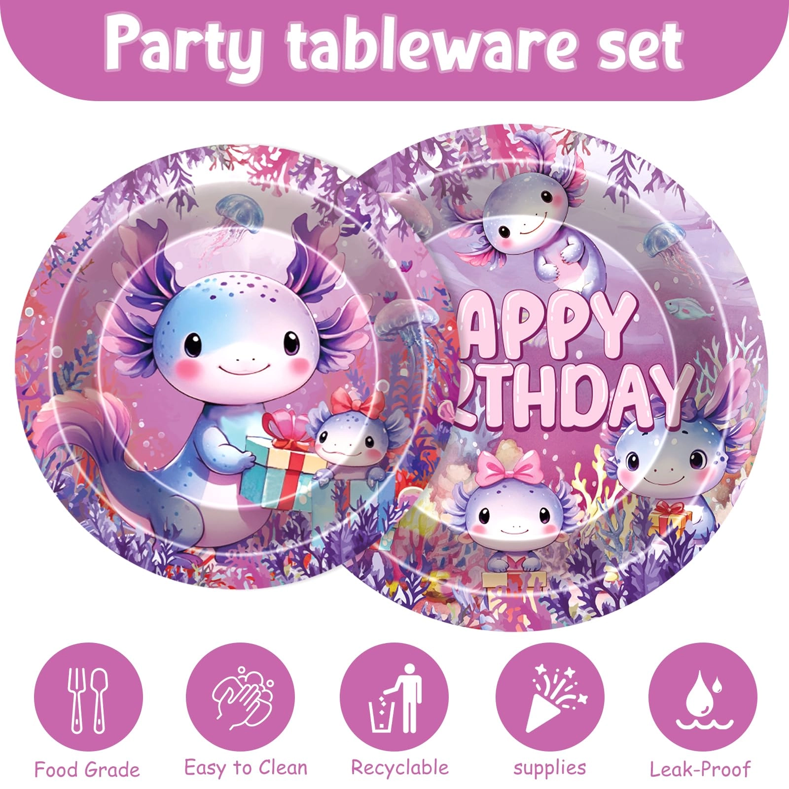 Axolotl Birthday Party Decorations - 96 Pcs Birthday