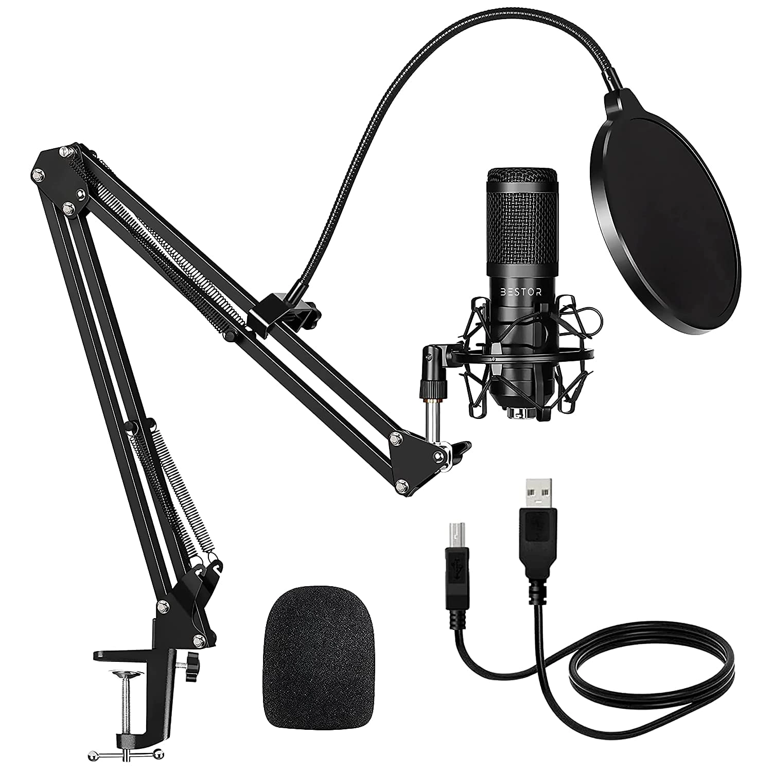 BESTOR USB Condenser Microphone Kit - USB Microphone 192kHZ/24bit Cardioid