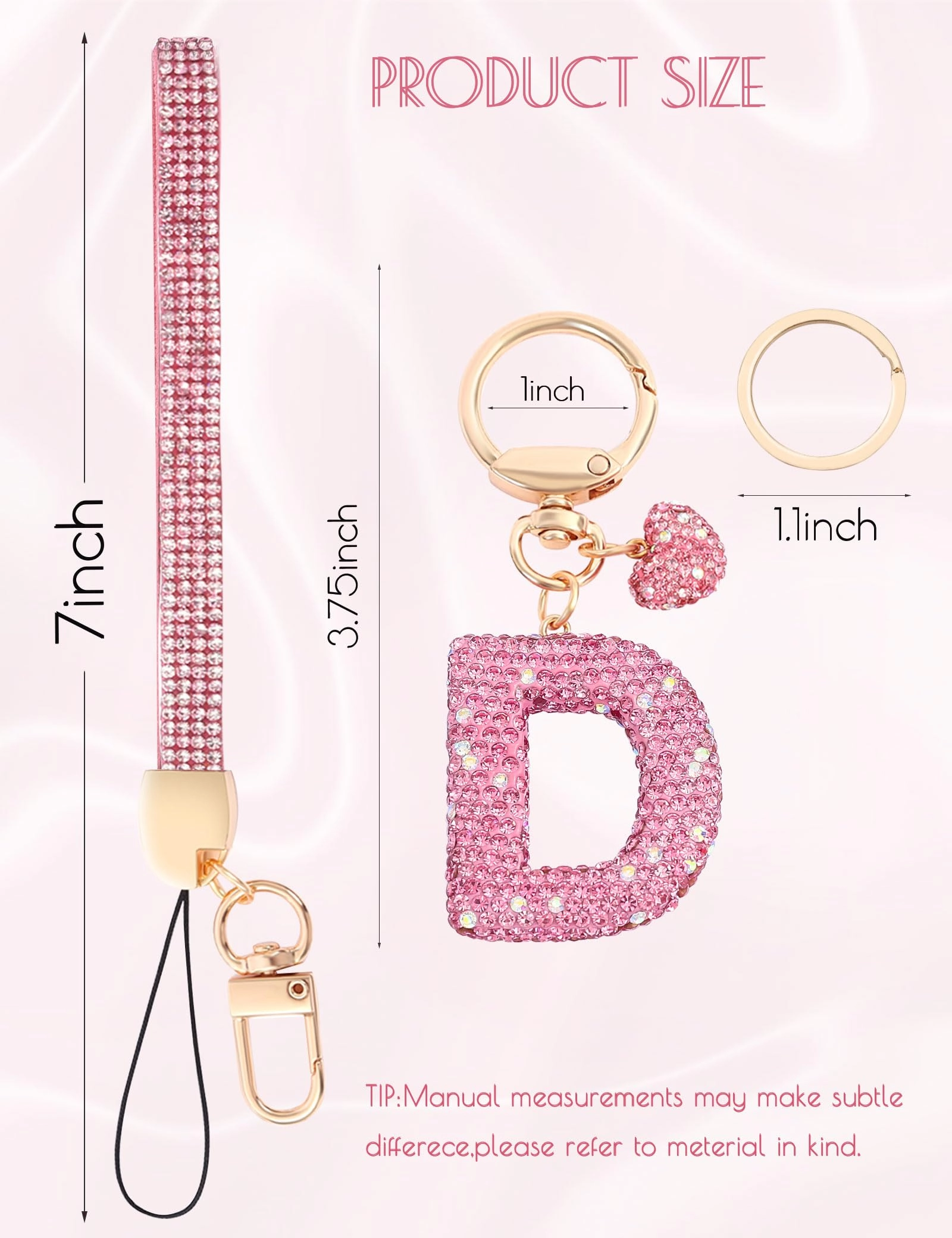 Initial Keychain - L Purple Rhinestone
