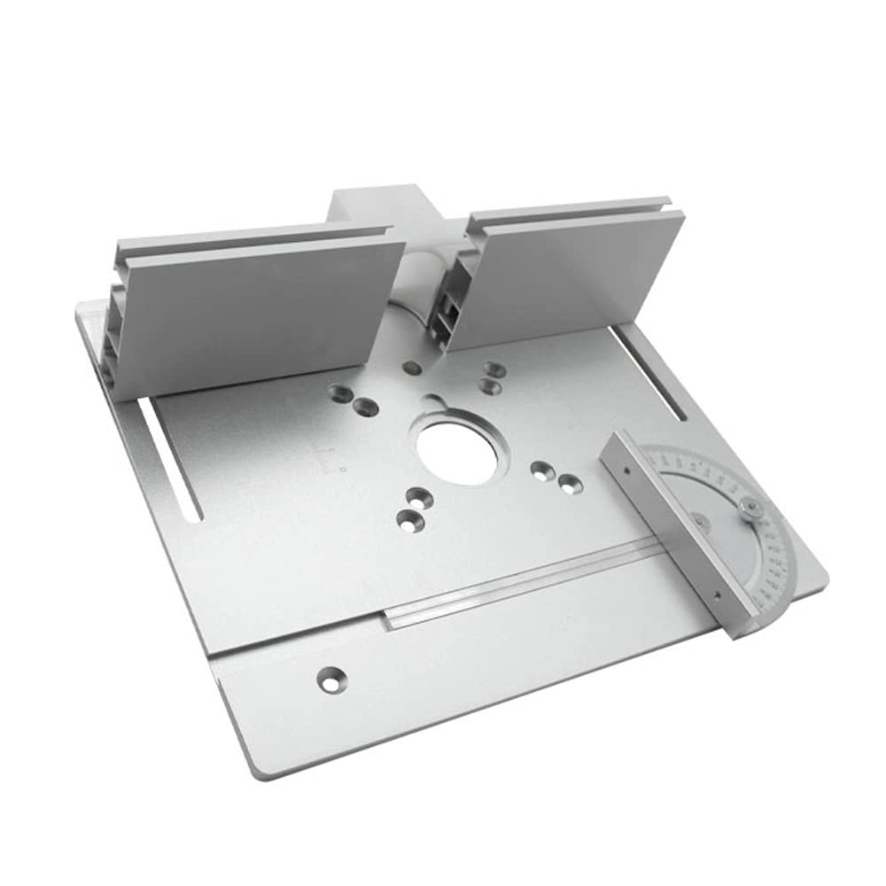 Router Table Insert Plate - 240 x 200mm Aluminum Alloy + Backer Plate + 180° Angle Gauge