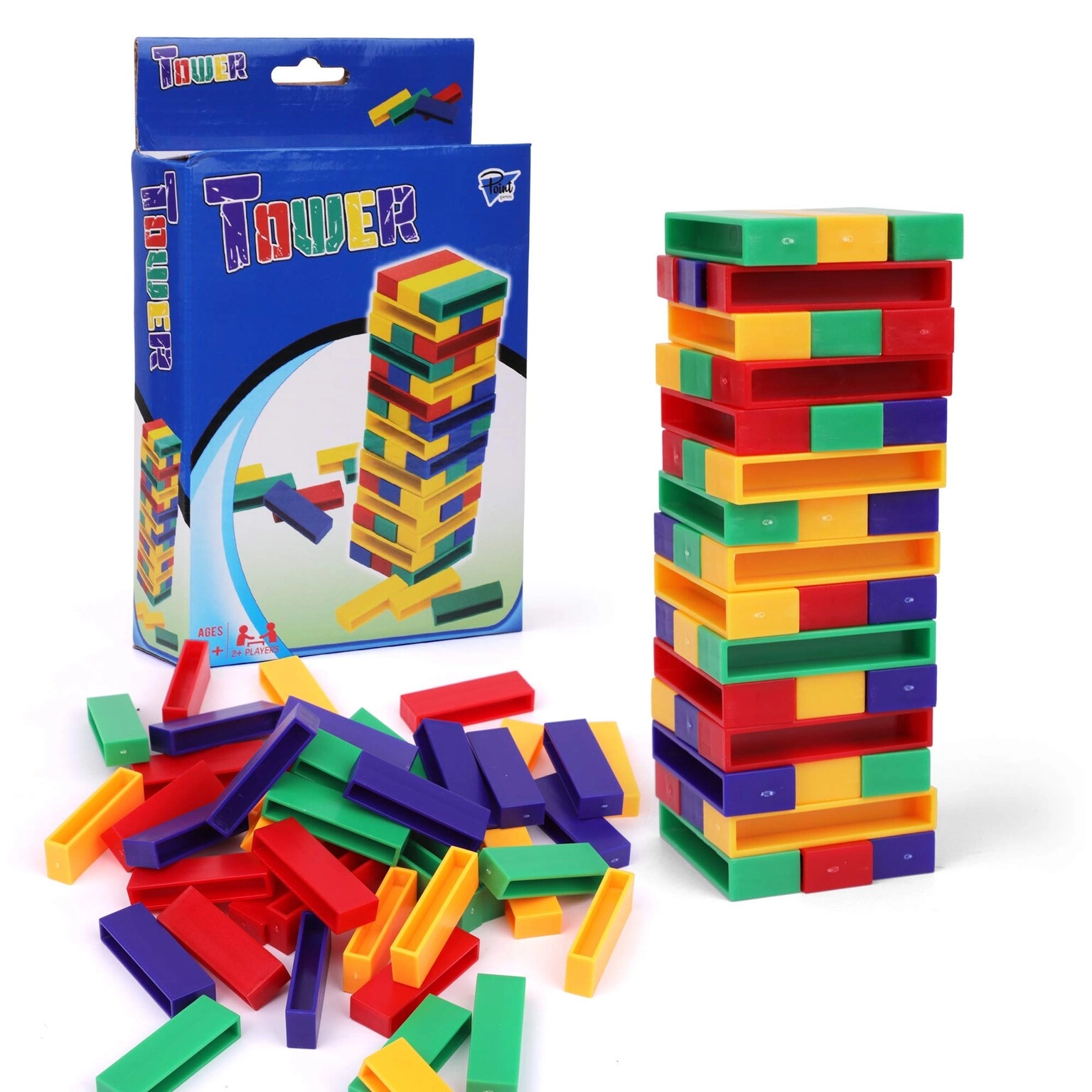 MZA STORES Tower Wood Block Stacking Game - 48 pcs