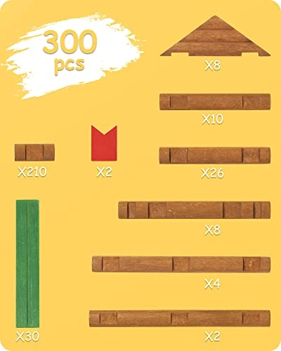 Wooden Log Cabin Set (20-353) - 300 PCS 3+ Kids