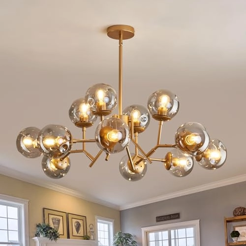 12-Light Glass Globe Sputnik Chandelier