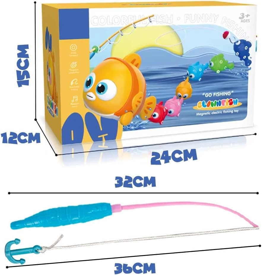 Magnetic Electric Fishing Game Toy Set - 3+ 7 pieces