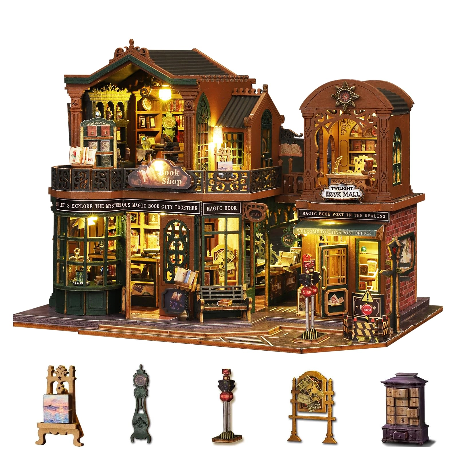 Plustopoy Miniature House Kit - Twilight Bookstore 1:24