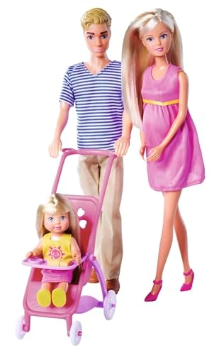 Steffi Love - Pregnant 30 cm + Kevin + Evi Love - 12 cm + Baby + Pram - 11-Piece Accessories