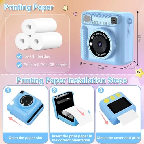 Instant Print Camera - 1080P 32GB Inkless Thermal Printing