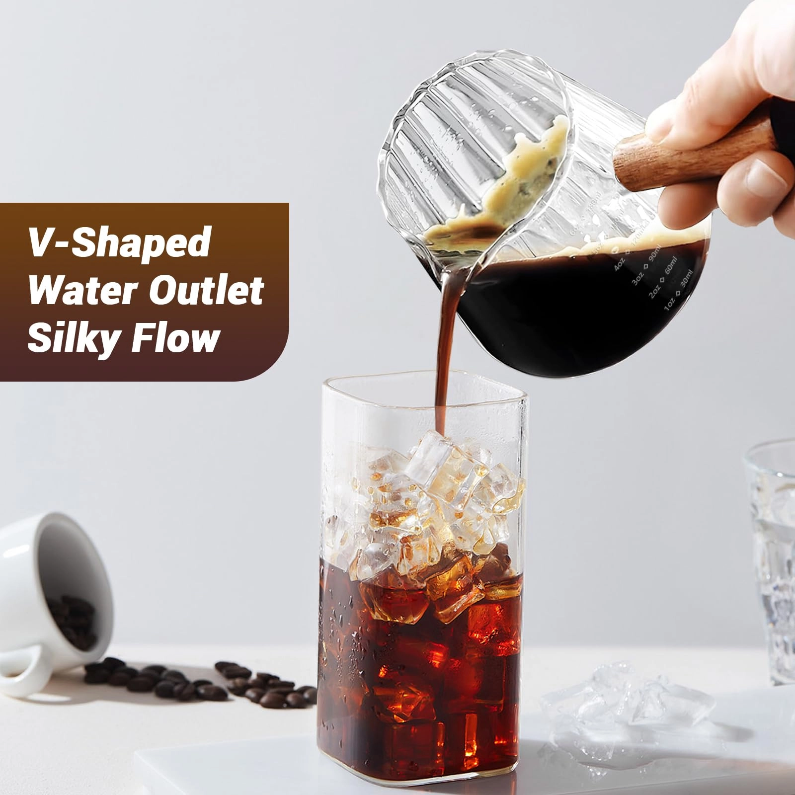Espresso Measuring Cup - Wood Handle 180 ml