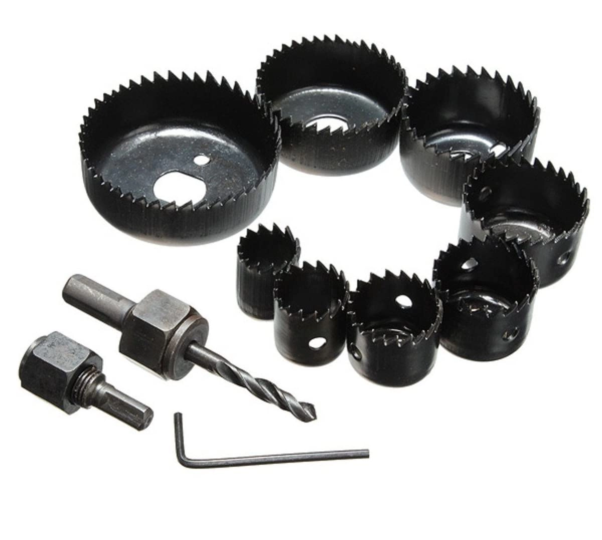 KVA Woodworking Hole Saw Drill Bit Kit - 11pcs Carbon Steel