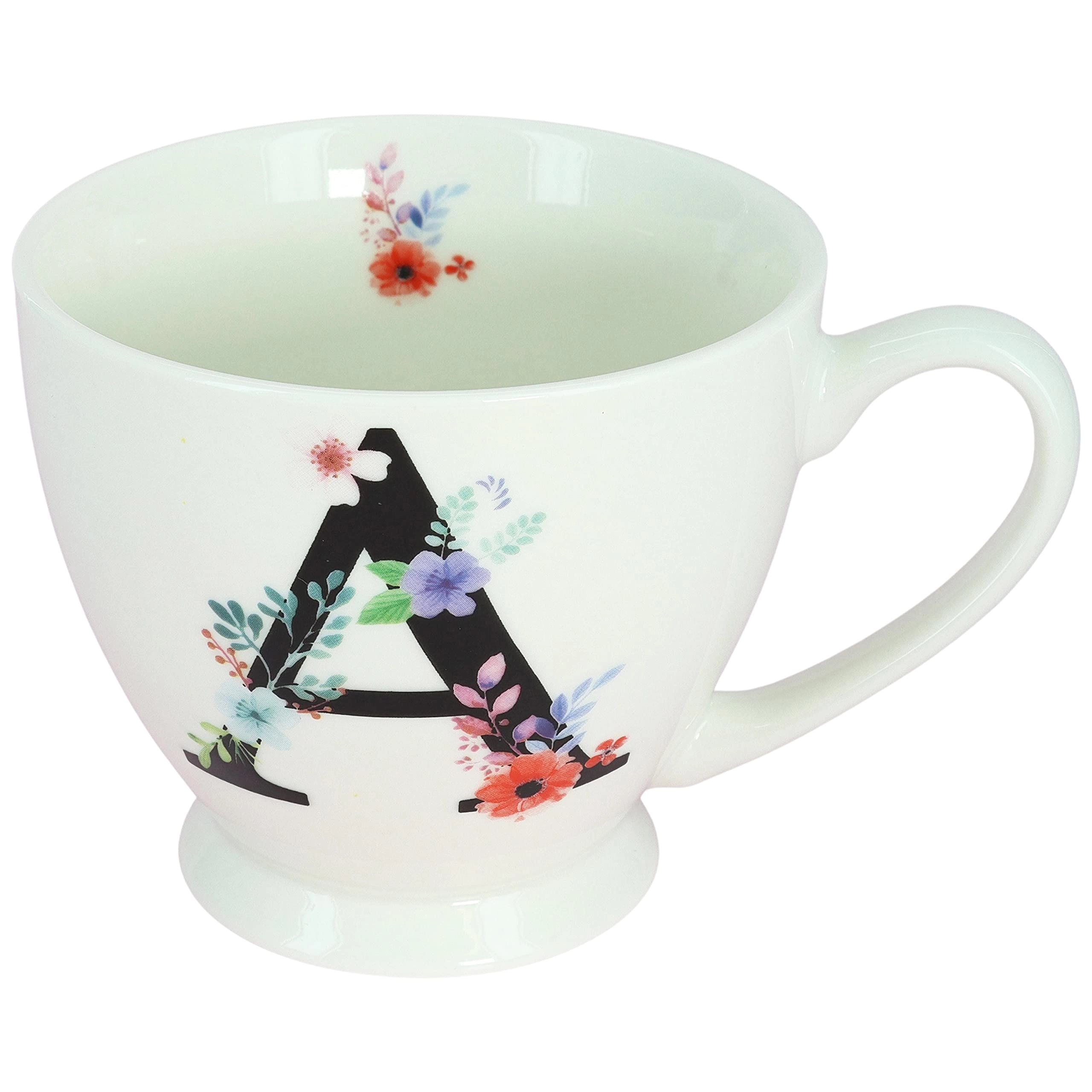 Blossom Monogram Ceramic Mug - 1 pcs Alphabet A-Z 450 ml