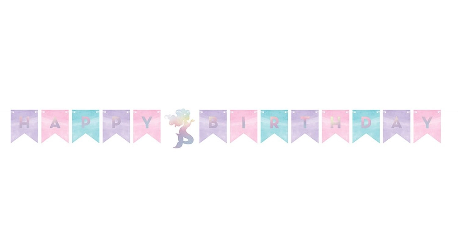 CREATIVE CONVERTING Mermaid Shine HBD Banner - 6X64.44in Multicolor With Twine