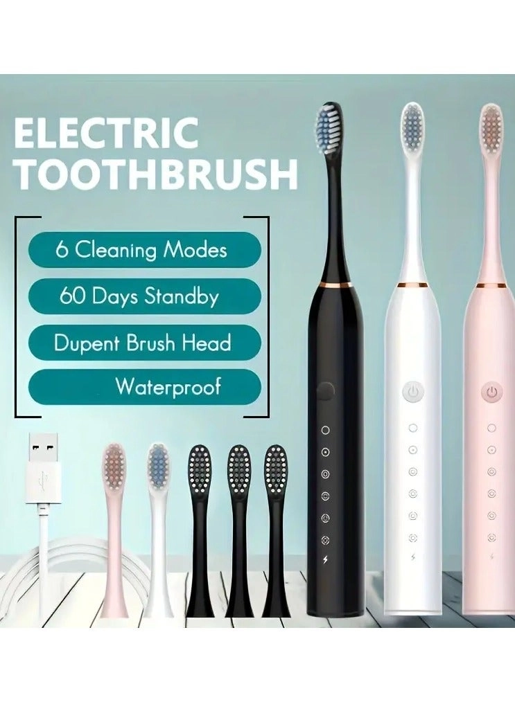Sonic Electric Toothbrush - 4 Brush Heads 6 Modes
