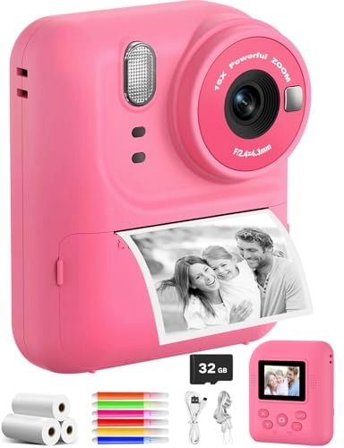 Kids Print Camera - Instant Printing 1080P Videos Red Bundle