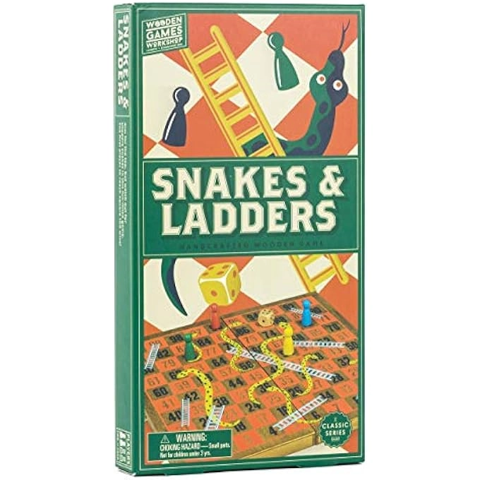 Snakes & Ladders - Wooden Multicoloured