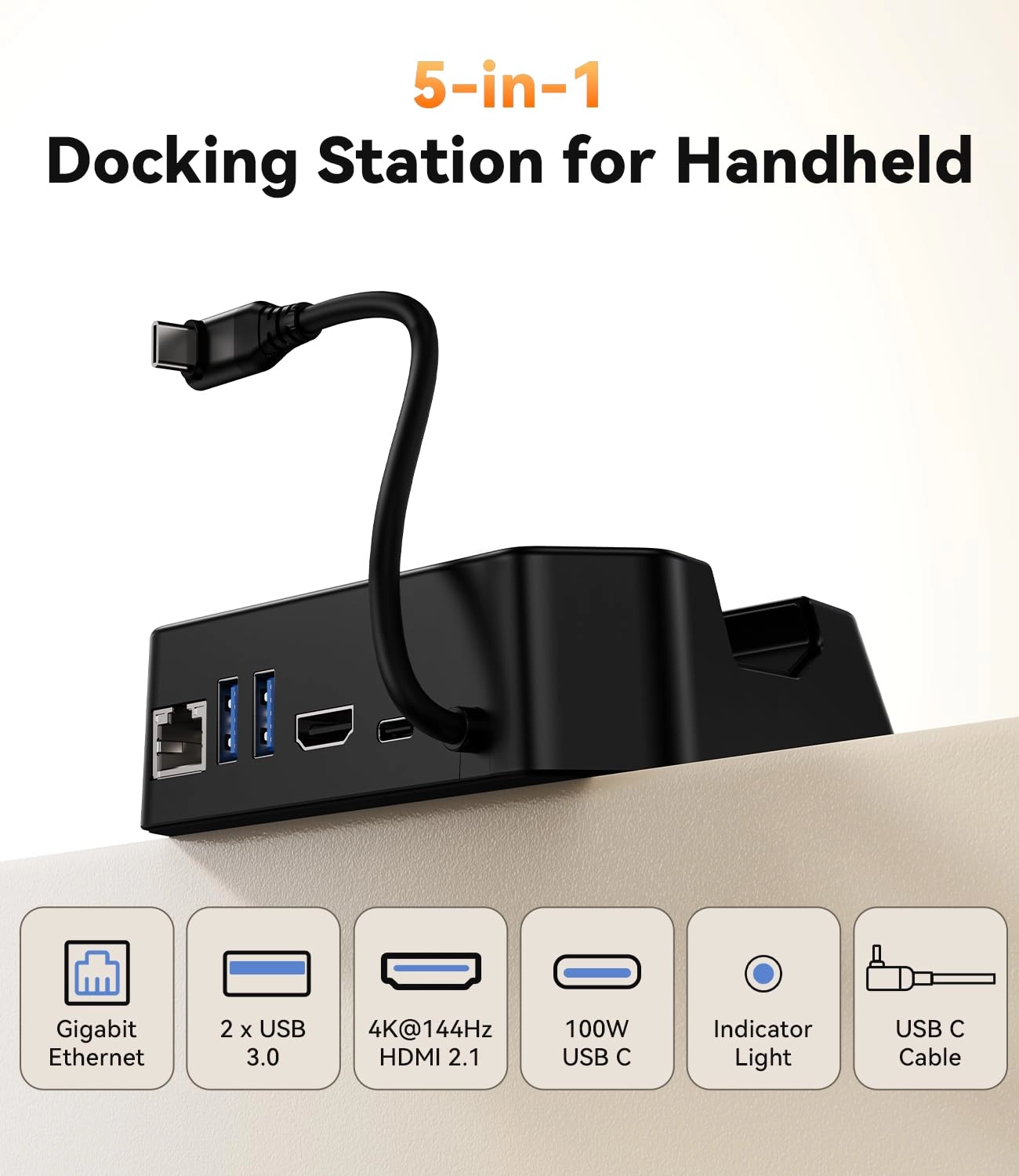 Docking Station for ROG Xbox Ally - 4K@144Hz HDMI Gigabit Ethernet 100W USB-C