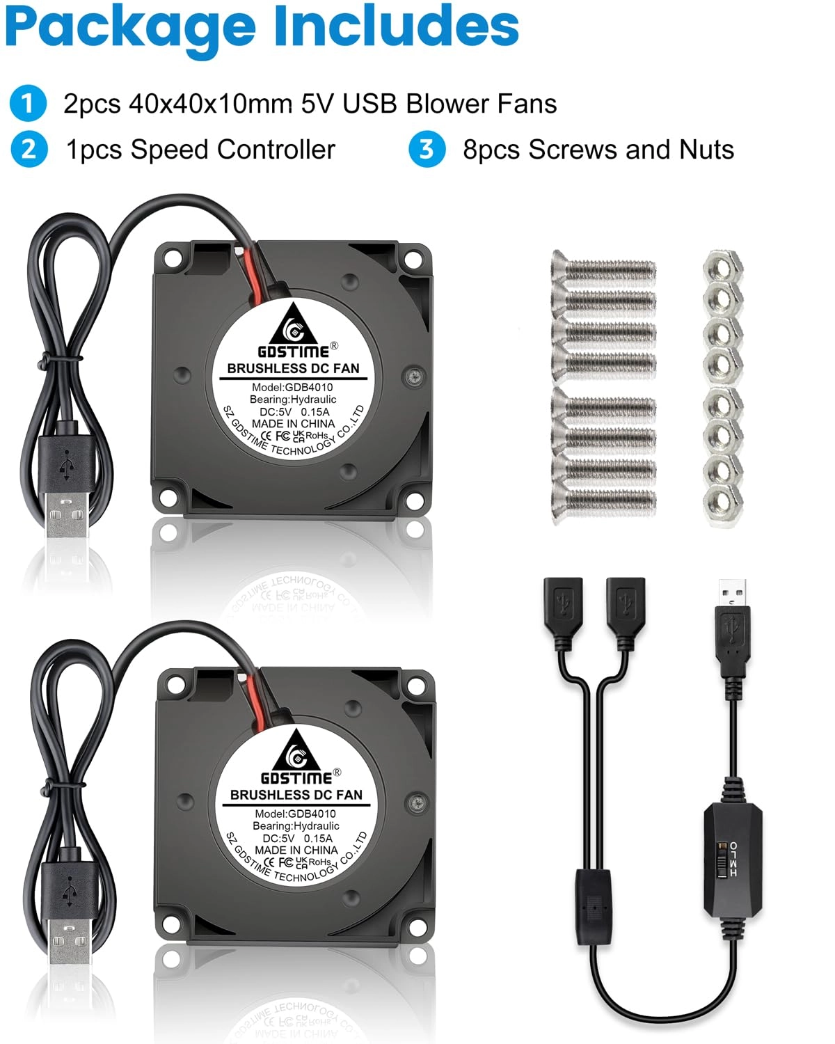 USB Blower Fan - 2Pcs 40mm