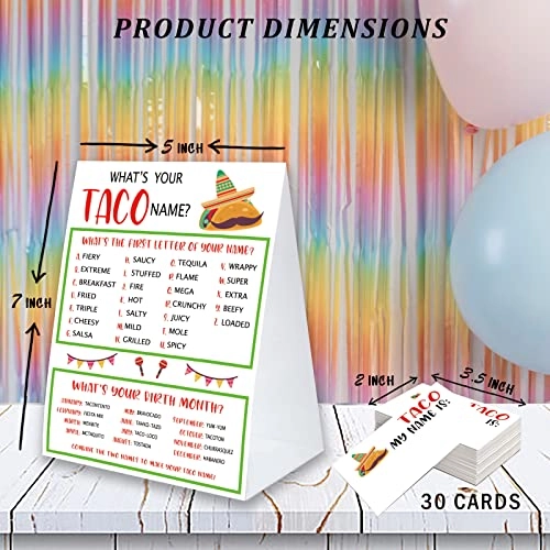 What's Your Taco Name Game Sign - 30 psc