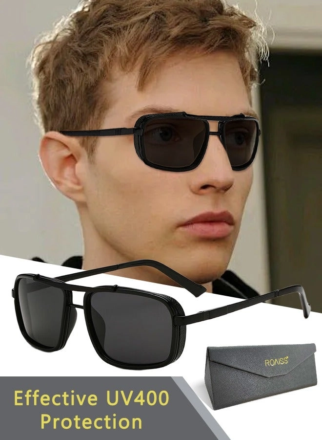 roaiss Rectangular Polarized Sunglasses - 59mm Dark Brown