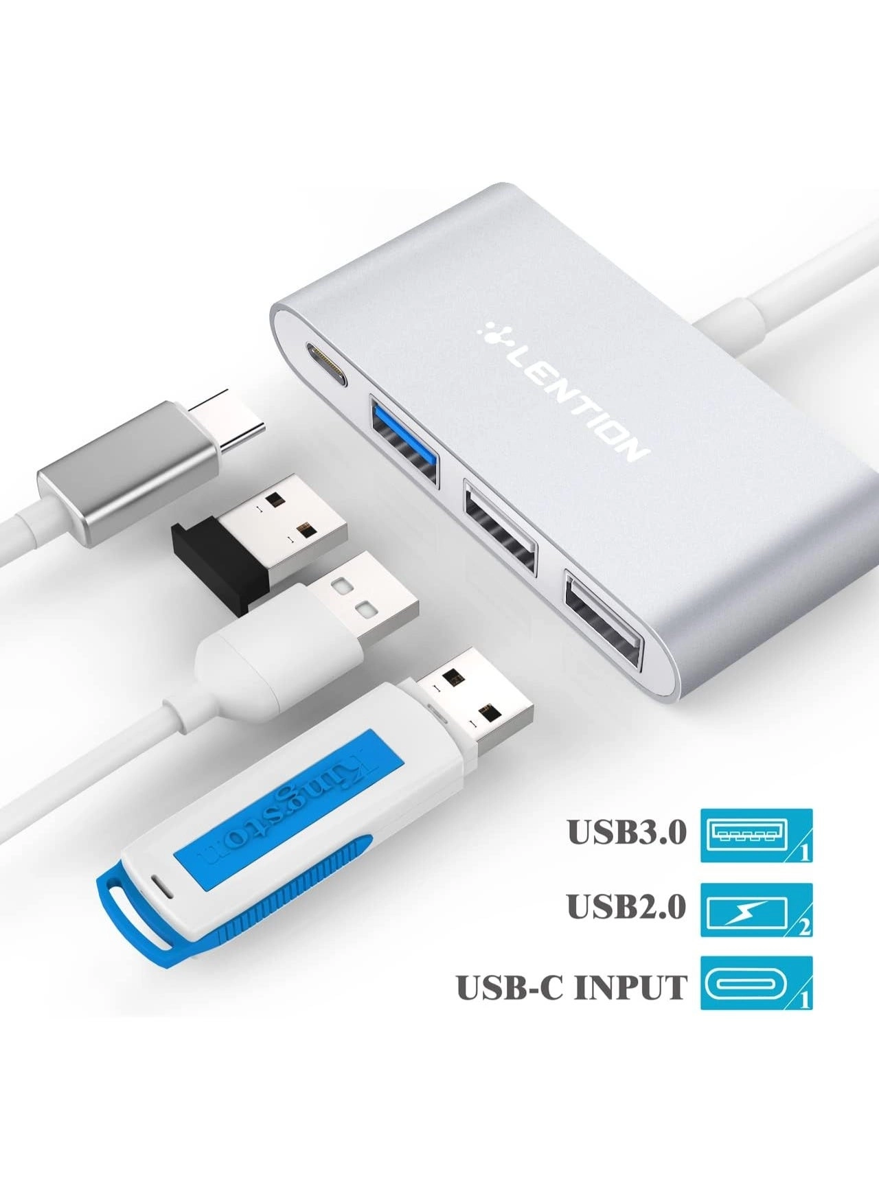 4-in-1 USB-C Hub - 3 USB 3.0 Type-C Power Delivery Space Gray