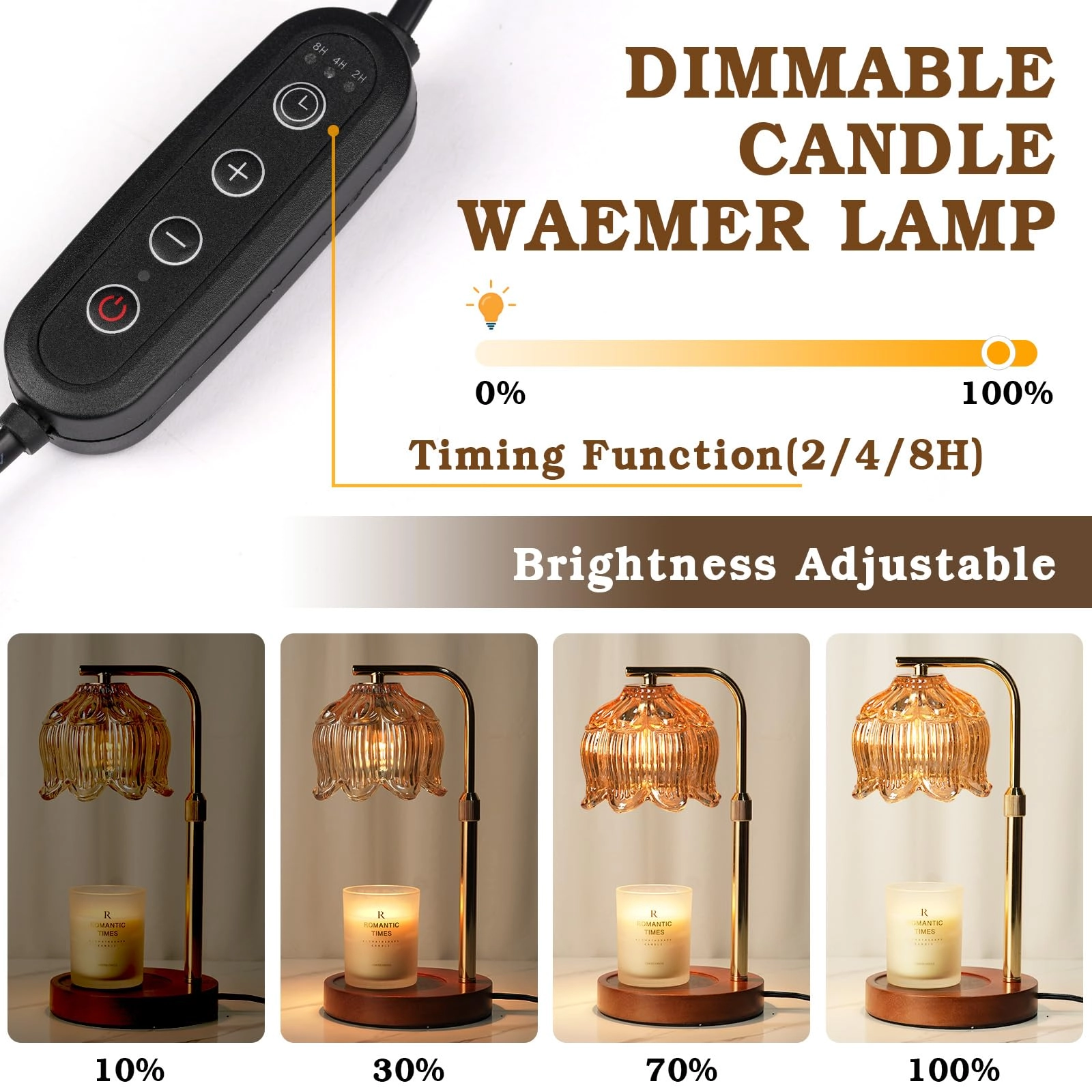 Candle Warmer Lamp - Height Adjustable Timer 2 Bulbs