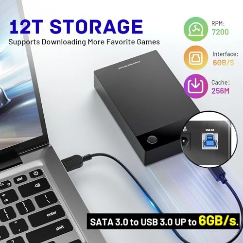 Retro Gaming Hard Drive - 7200 RPM 12TB 3.5-inch HDD