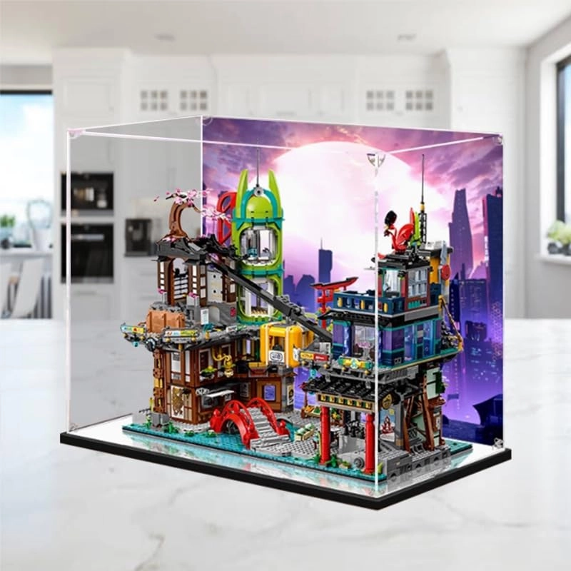 Clear Acrylic Display Case (71799) - 60x30x50cm Mirror Bottom+background