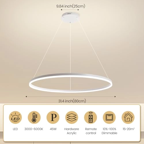 Single Ring LED Chandelier - 3000K-6000K Dimmable