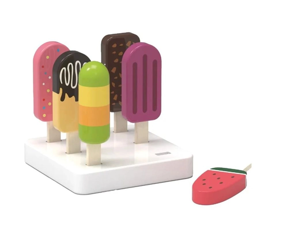 Wooden Ice Cream Play Set With Stand - 3+ 6 pieces