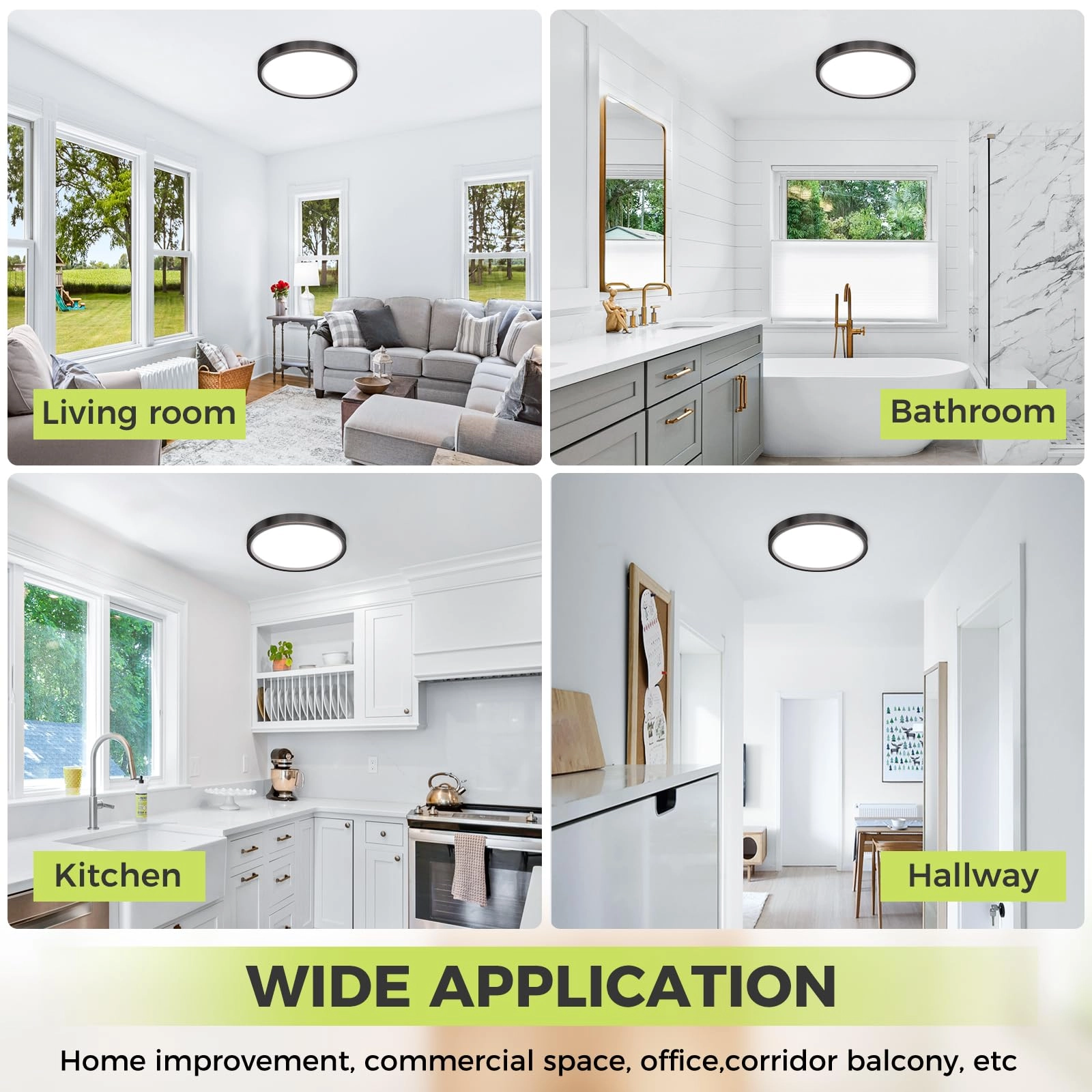 Flush Mount LED Ceiling Light - 3000K 4500K 6000K Dimmable