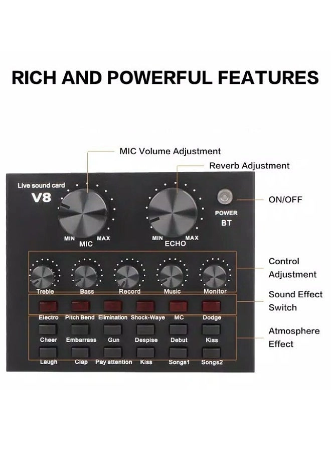 V8S - Mini Sound Mixer 16 Sound Effects Dual DSP
