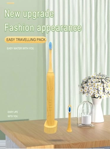 Smart Sonic Bamboo Toothbrush - IPX8 Waterproof 3 Replaceable Heads 5 Modes