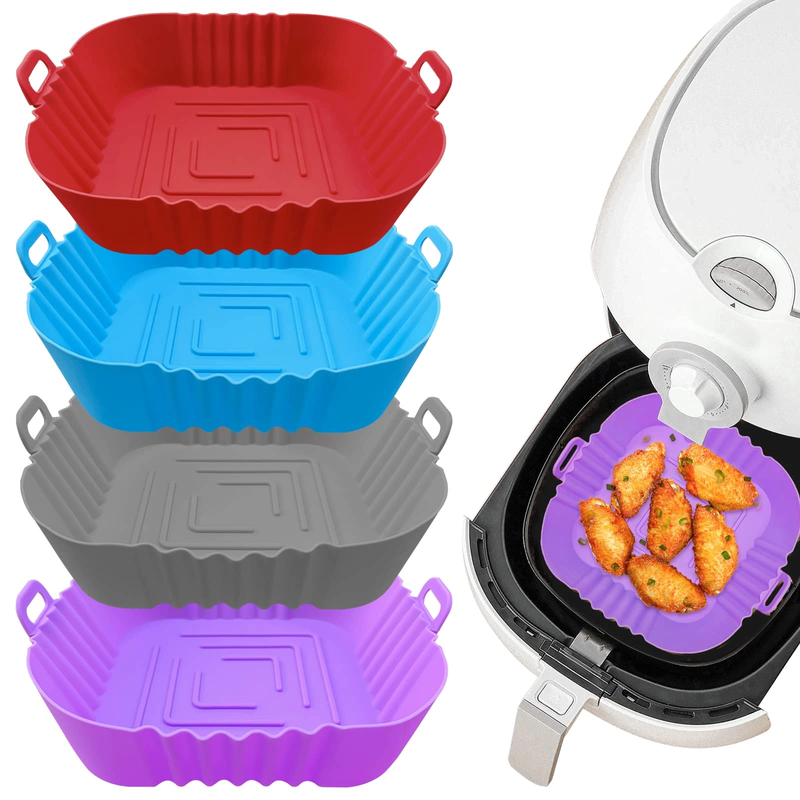 ZHONYEE Square Air Fryer Silicone Liners - Silicone 4 piece(s)