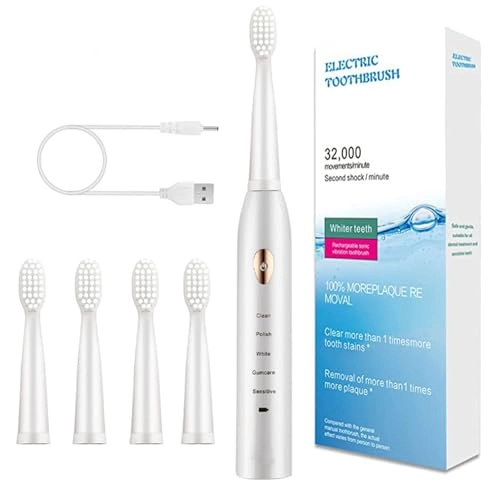 Sonic Electric Toothbrush - 4 Brush Heads 5 Cleaning Modes IPX7