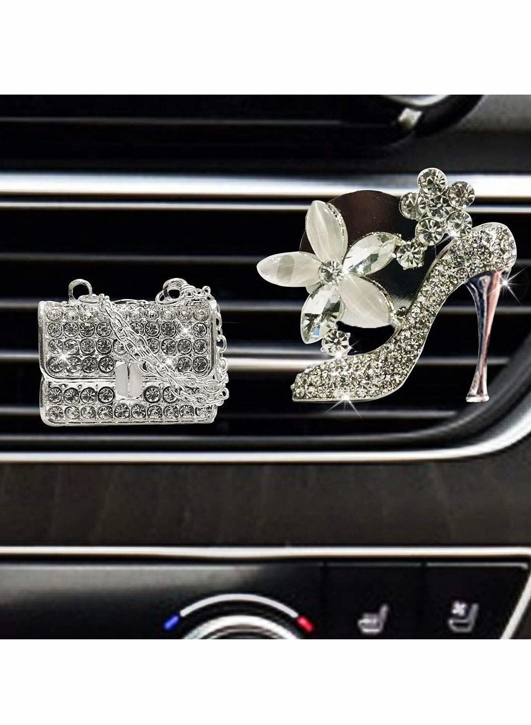 Y&D Bling Crystal High Heel Air Vent Clip + Bling Crystal Bag