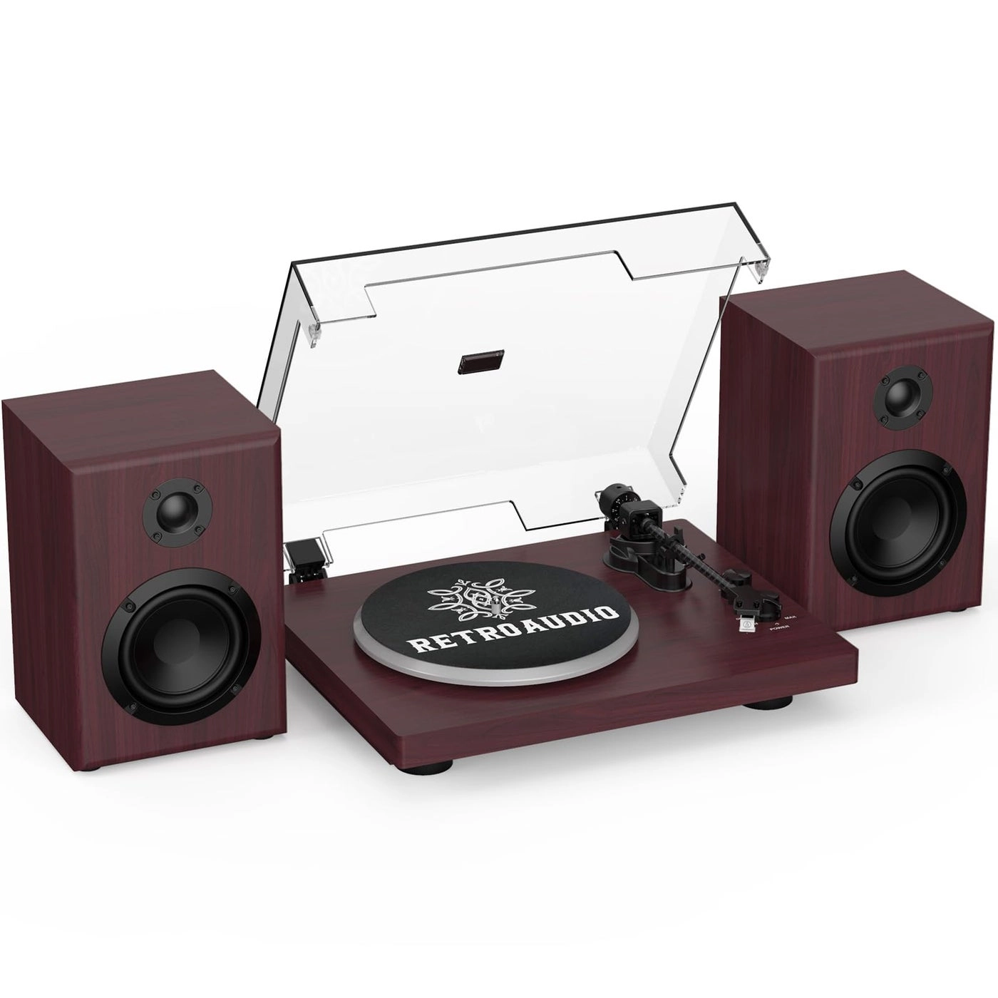 Vinyl Record Player - 24W Bookshelf Speakers BT IN&OUT