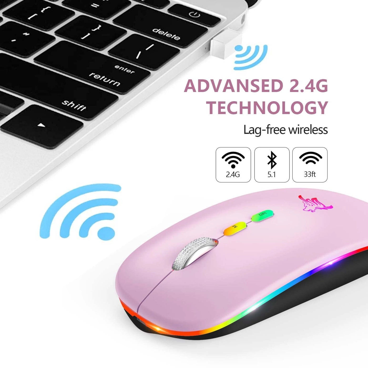 LED Slim Rechargeable Mouse - Wireless