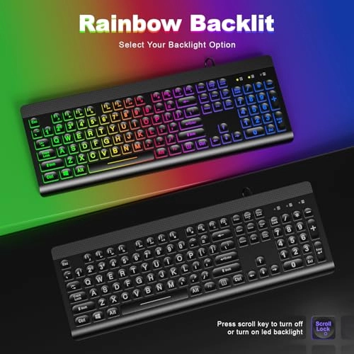 Rainbow LED Backlit Keyboard - Wired