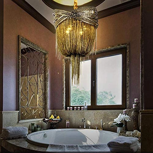 E14 Nordic Art Tassel Chandelier - Cyan bronze 50*80cm