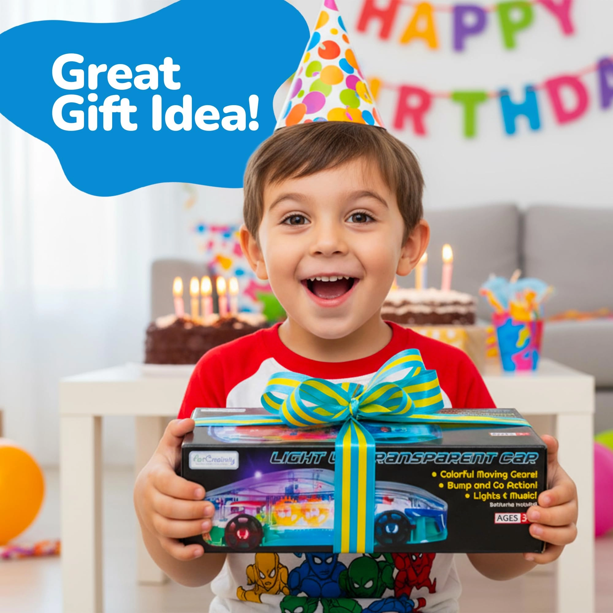 Light Up Transparent Sensory Car - 1PC