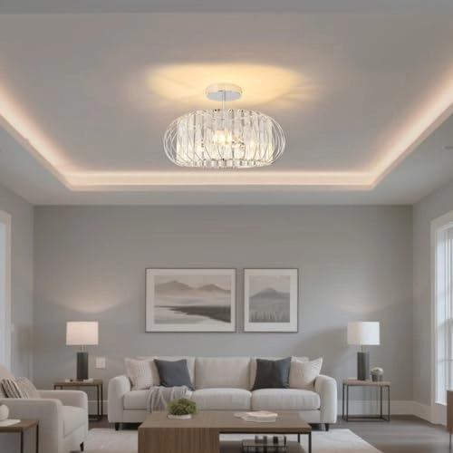 E27 Crystal Ceiling Lamp - 3 lights 36.5 cm