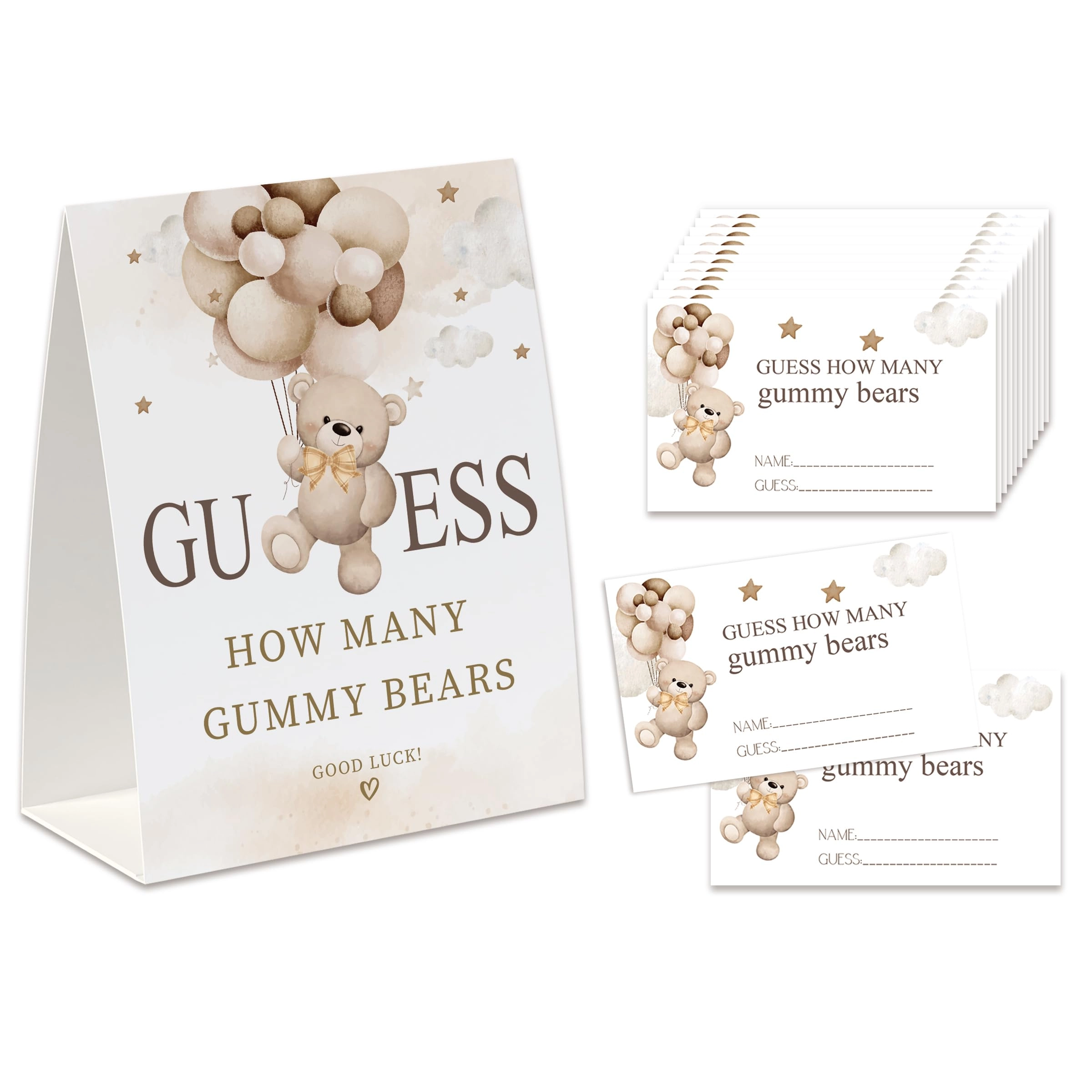 Xenseou Guess How Many Gummy Bears - Adult 1 Standing Sign 50 Guess Cards
