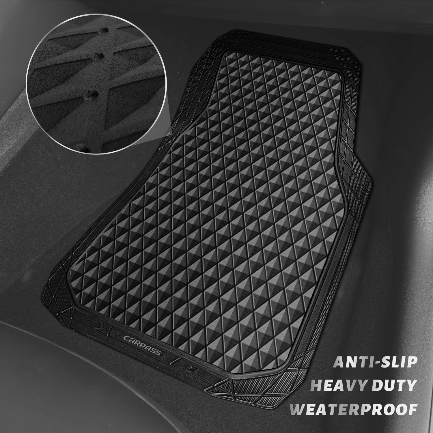 Floor Mats - Gray Rubber 4 Pcs