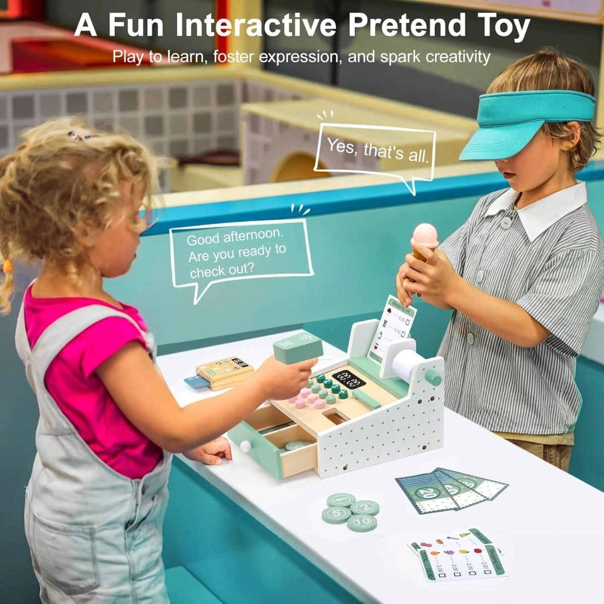 Wooden Cash Register - 16 x 18 x 20 cm eco-friendly (FP-2105-70)