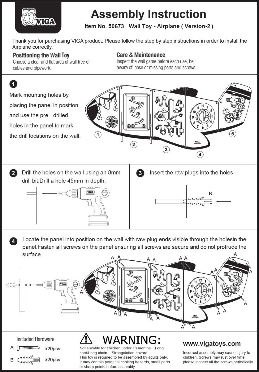Wall Toy - Airplane - 3 +