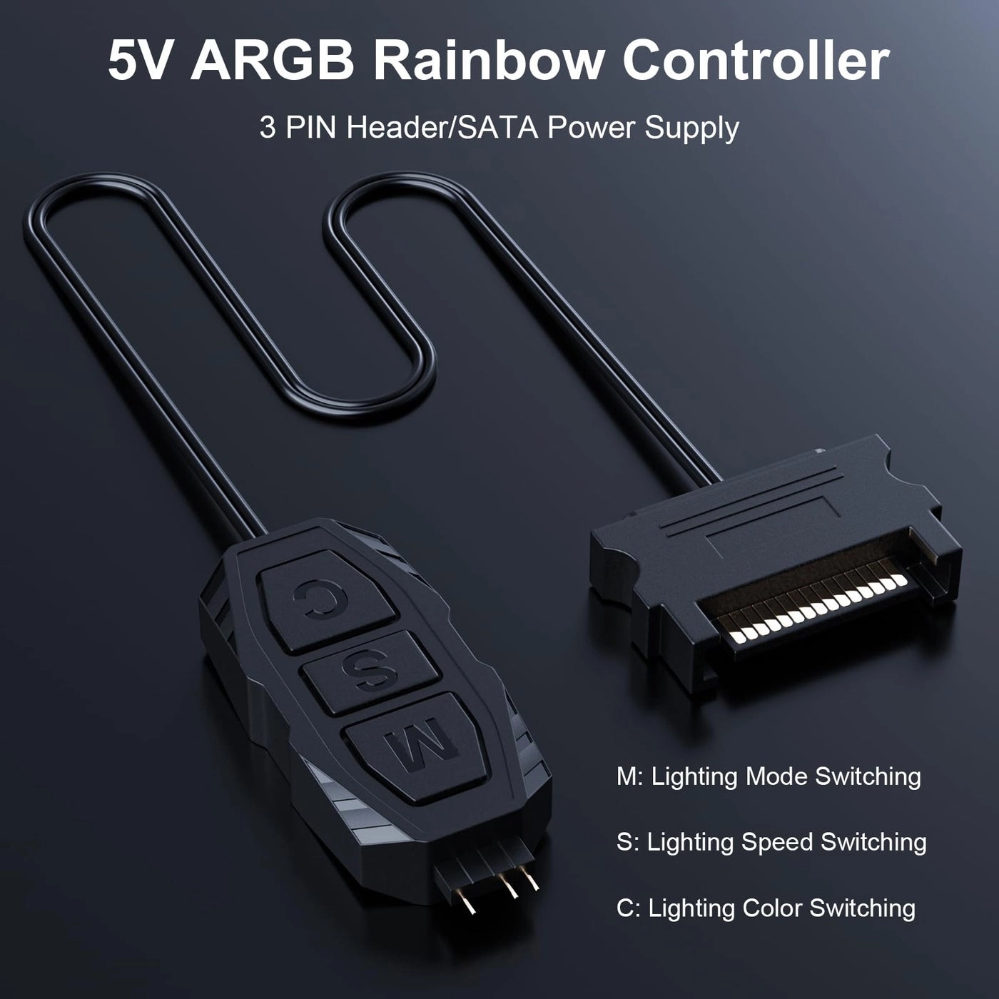 Mini ARGB PC Fans Controller Kit - 3-Pin SATA Power 14 Key Remote