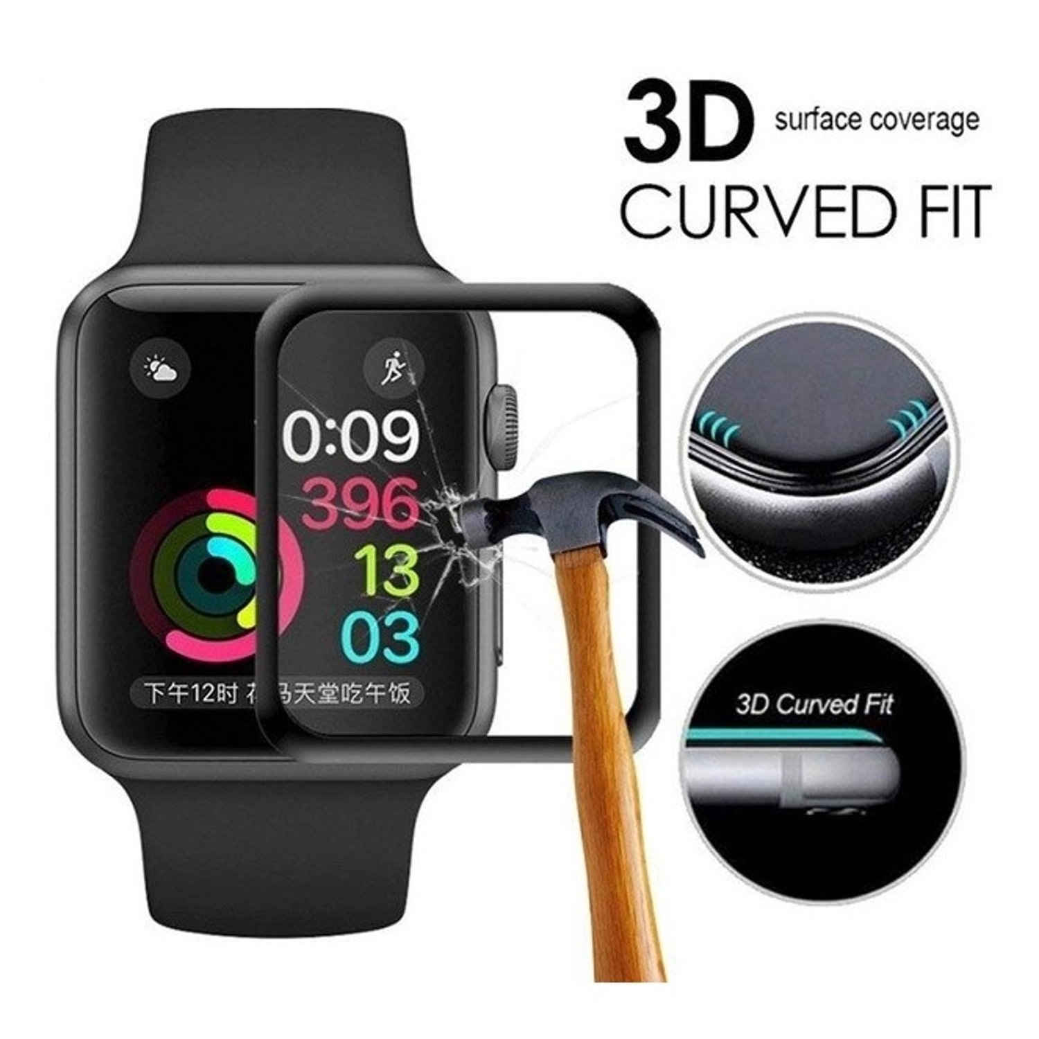 3D Glass Screen Protector for Apple Watch - 44mm