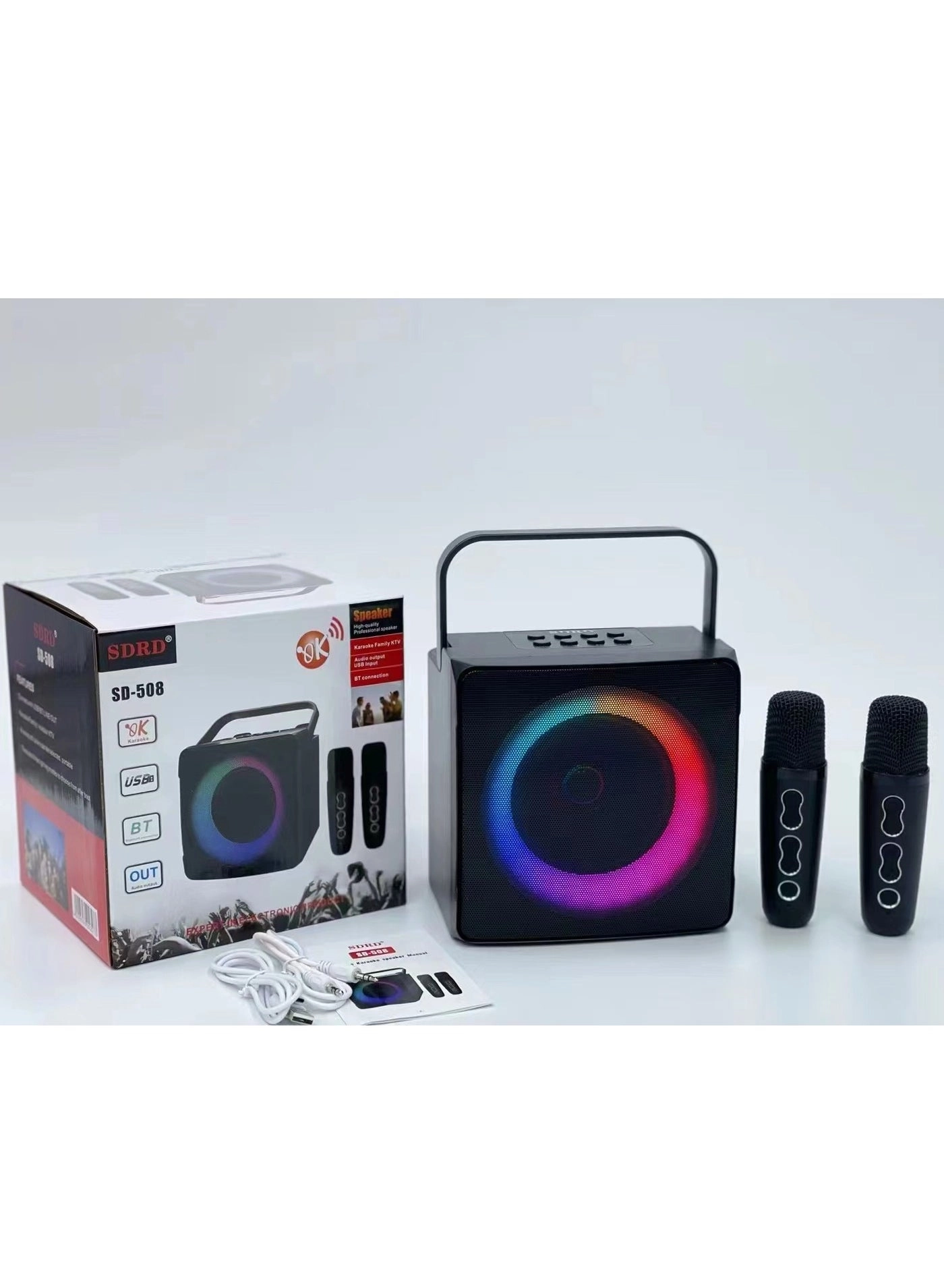 SD-508 - Mini Karaoke Bluetooth Speaker LED Lights Built-In Microphone
