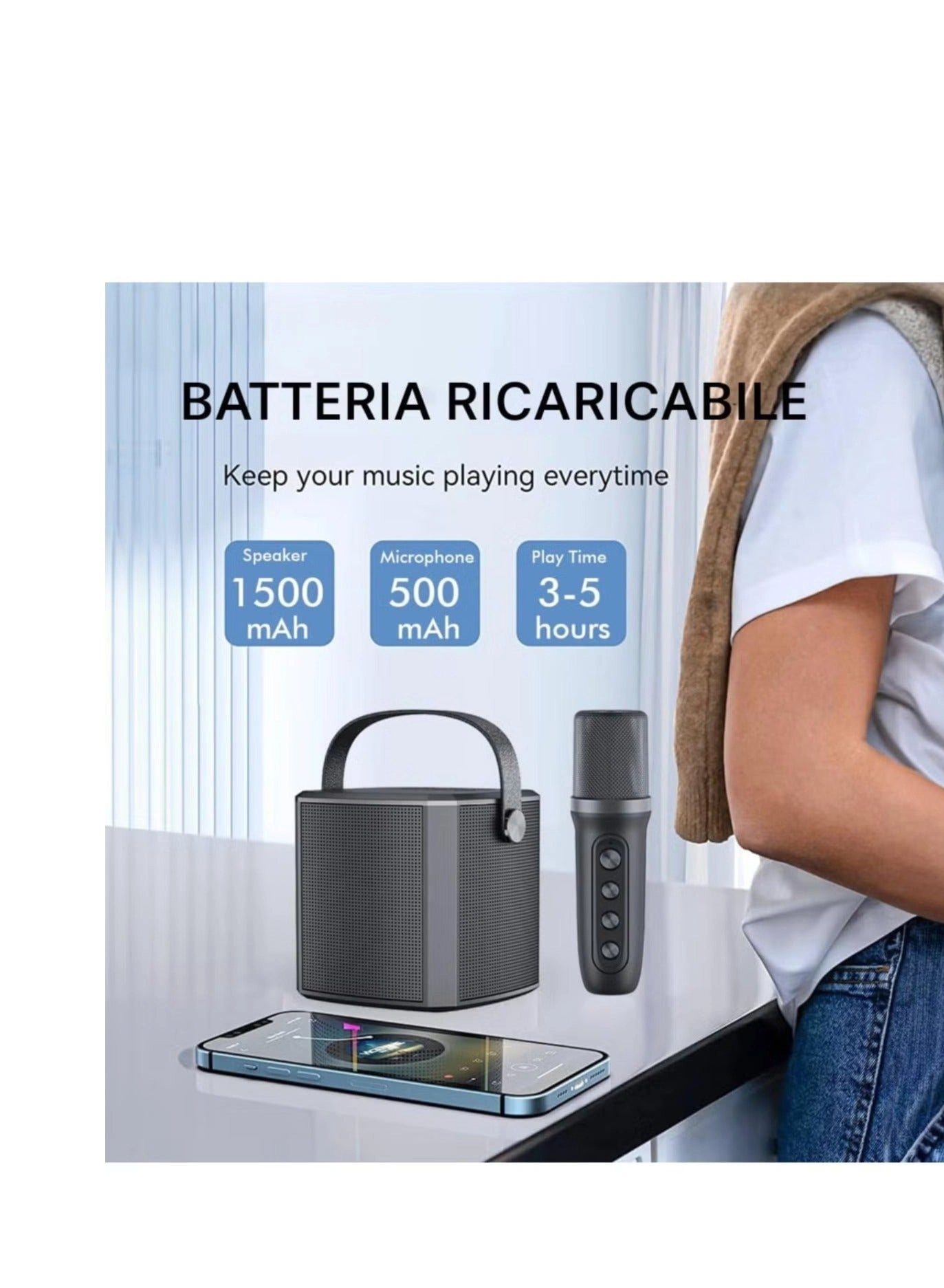 Portable Bluetooth Karaoke Speaker - 2 microphones Pack