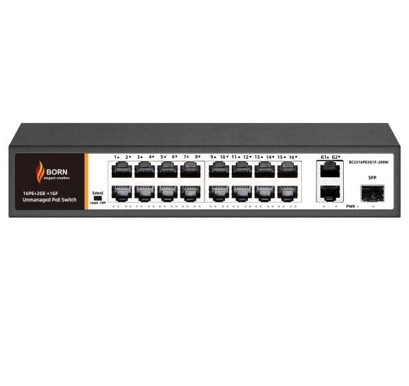 BORN ELEGANT CREATIONS BC2316PE2G1F-200W 16-ports