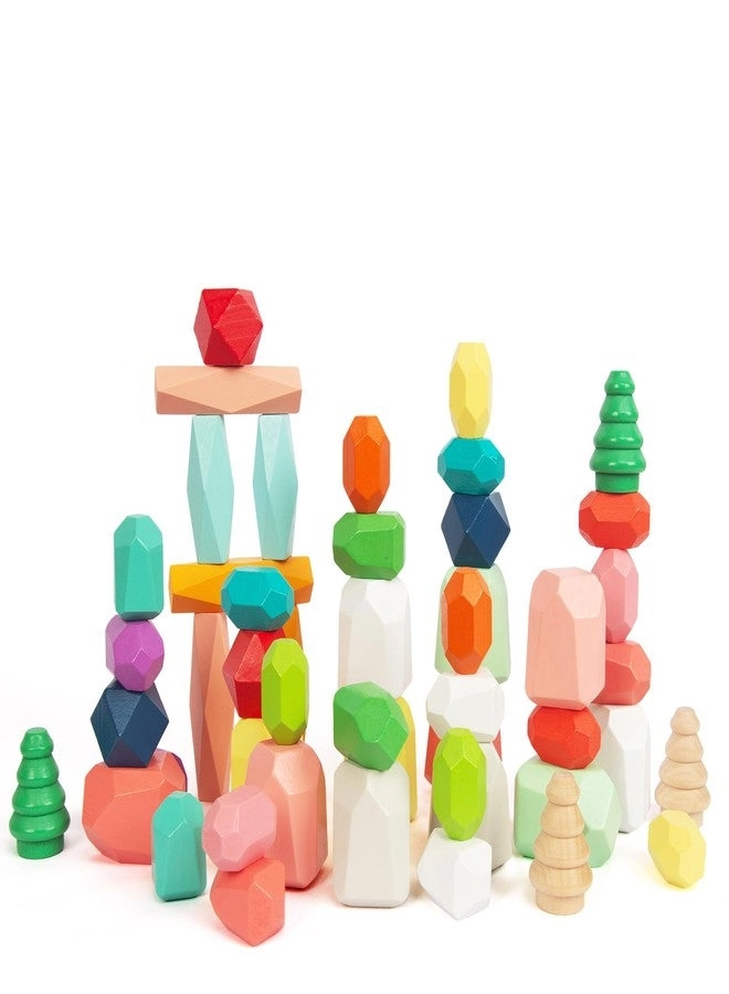WOODENFUN Stacking Wooden Stones - 36 months - 8 years 48 pieces